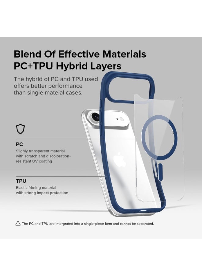 Magnetic Case for iPhone 17 Air Compatible with MagSafe, Shockproof Phone Bumper Cover, Solid Color Matte TPU Frame, Anti-Scratch Clear Back (Blue) - Image 5